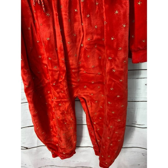 Little Me Vintage Red Velvet Gold Christmas One Piece Button Bottom Size 24 Mo - Picture 5 of 9